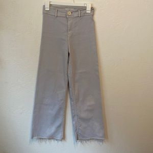 Zara Girls Marine Straight Jeans Size 13/14 Wide Leg Distressed Hem